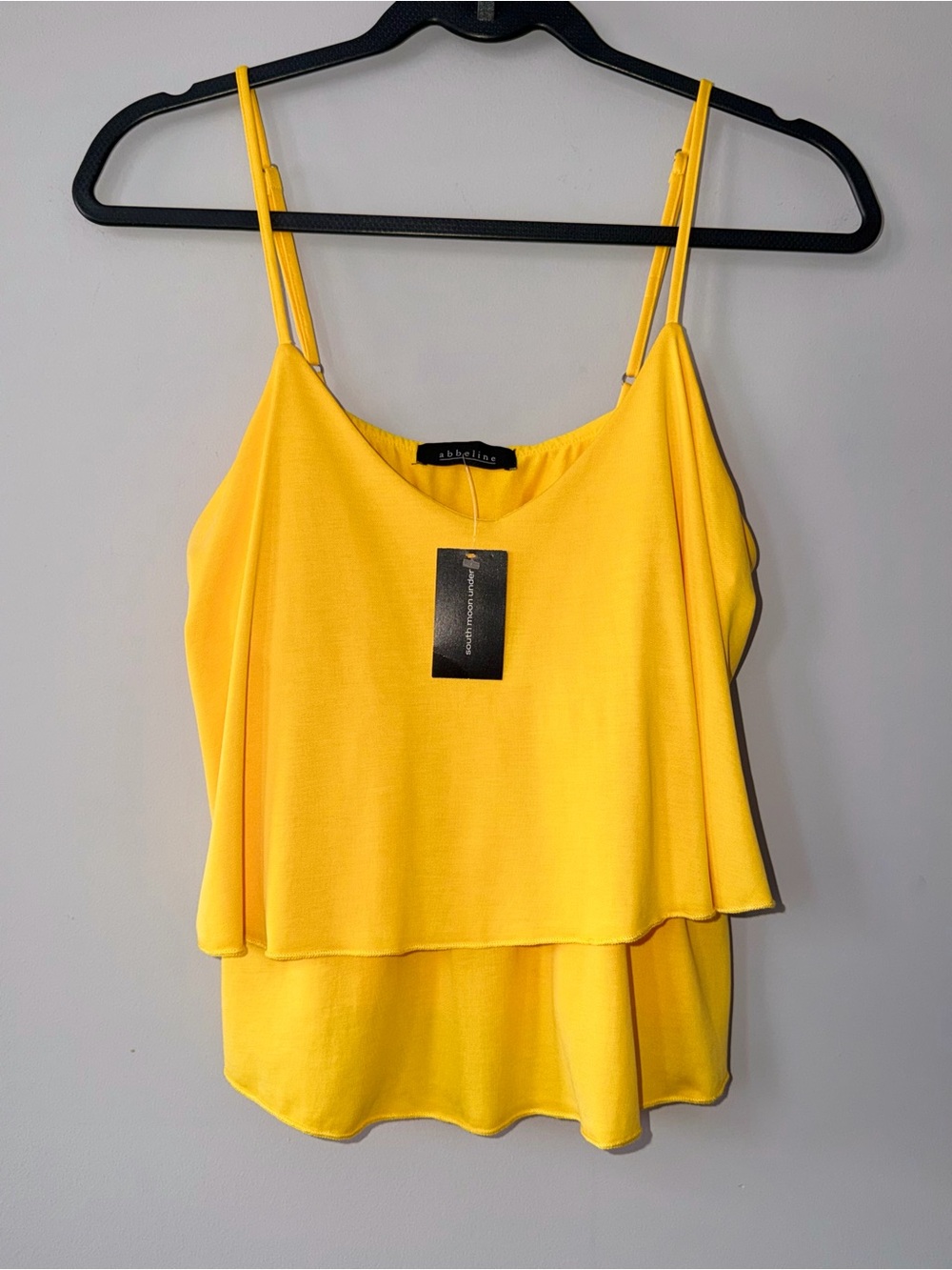 NWT Abbeline South Moon Under Bright Yellow Tiered Cami Top